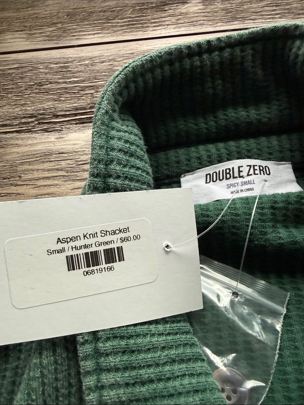 Double Zero Forest Green Ribbed Button-Up Shacket - Picture 5 of 5